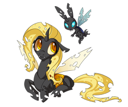 Size: 618x520 | Tagged: safe, artist:heilos, angel bunny, fluttershy, changeling, changelingified, female, flutterling, species swap, yellow changeling