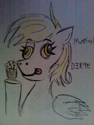 Size: 1200x1600 | Tagged: safe, derpy hooves, pegasus, pony, derp, female, mare, muffin