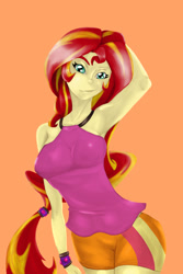 Size: 822x1227 | Tagged: safe, artist:robothehoobo, sunset shimmer, equestria girls, armpits, solo