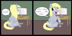 Size: 1024x518 | Tagged: safe, artist:incongruousinquiry, derpy hooves, pegasus, pony, comic, computer, female, mare, parody, scott pilgrim vs the world