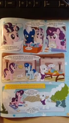 Size: 900x1600 | Tagged: safe, double diamond, night glider, party favor, starlight glimmer, sugar belle, pony, unicorn, comic, equal four, french, official