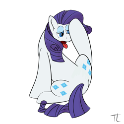 Size: 1600x1600 | Tagged: safe, artist:thexiiilightning, rarity, pony, unicorn, female, horn, licking, mare, white coat