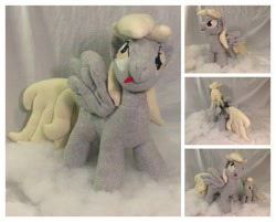 Size: 924x744 | Tagged: safe, artist:werdkcub, derpy hooves, pony, :p, irl, photo, plushie, smiling, solo, tongue out