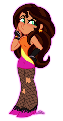 Size: 870x1665 | Tagged: safe, artist:princesscallyie, sunset shimmer, dark skin, latin, latina, natural hair color, race swap, smug, smugset shimmer, solo