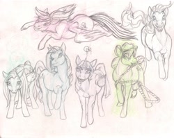 Size: 2745x2185 | Tagged: safe, artist:queensmate, derpibooru import, applejack, fluttershy, pinkie pie, rainbow dash, rarity, twilight sparkle, twilight sparkle (alicorn), alicorn, earth pony, pegasus, pony, unicorn, female, mane six, mare, traditional art