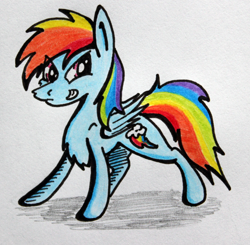 Size: 3064x3000 | Tagged: safe, artist:bumskuchen, derpibooru import, rainbow dash, pegasus, pony, atg 2017, newbie artist training grounds, solo, standing, traditional art