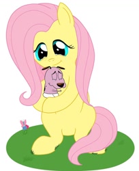 Size: 900x1102 | Tagged: safe, artist:nobody47, fluttershy, pegasus, pony, courage the cowardly dog, crossover, crying, diaper, fluttermom, hug