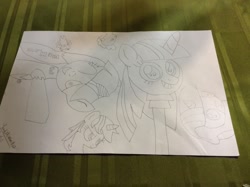 Size: 2592x1936 | Tagged: safe, artist:theanimefanz, derpibooru exclusive, derpy hooves, spike, starlight glimmer, twilight sparkle, pegasus, pony, female, irl, mare, photo, scepter, traditional art, twilight scepter