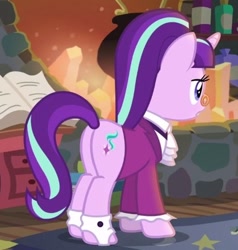 Size: 420x442 | Tagged: safe, screencap, snowfall frost, starlight glimmer, pony, a hearth's warming tail, clothes, cropped, female, mare, plot