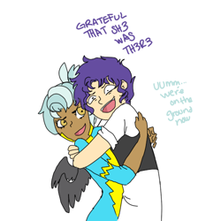 Size: 500x500 | Tagged: safe, elusive, lightningroad, rarity, thunderlane, female, hug, humanized, male, rarilane, rule 63, shipping, straight, winged humanization