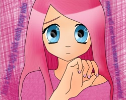 Size: 606x481 | Tagged: safe, artist:avialexis25, pinkie pie, female, humanized, pink hair, pinkamena diane pie, solo