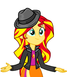 Size: 700x811 | Tagged: safe, edit, edited edit, edited screencap, screencap, sunset shimmer, equestria girls, rainbow rocks, background removed, fedora, hat, scrunchy face, simple background, solo, transparent background