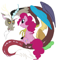 Size: 554x580 | Tagged: safe, artist:jabberwockychamber17, discord, pinkie pie, earth pony, pony, discopie, female, male, shipping, straight