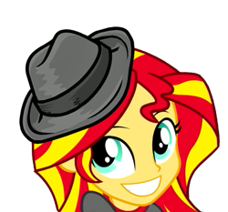 Size: 557x519 | Tagged: safe, color edit, edit, edited edit, edited screencap, screencap, sunset shimmer, equestria girls, rainbow rocks, background removed, fedora, hat, simple background, solo, transparent background