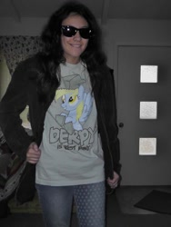 Size: 720x960 | Tagged: safe, derpy hooves, human, barely pony related, clothes, irl, irl human, photo, shirt, sunglasses