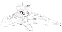 Size: 2955x1548 | Tagged: safe, artist:sunibee, rarity, pony, unicorn, clothes, dress, shoes, wine, wine glass