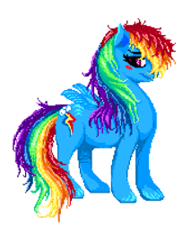 Size: 1024x1201 | Tagged: safe, artist:albadudelis, derpibooru import, rainbow dash, pegasus, pony, blushing, pixel art, solo