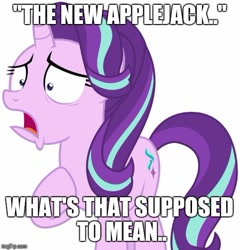 Size: 500x521 | Tagged: safe, starlight glimmer, pony, unicorn, background pony strikes again, captioned, drama bait, image macro, meme, op is a cuck, op is an honest duck, op is trying to start shit, solo