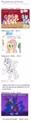 Size: 700x2700 | Tagged: safe, artist:kturtle, derpibooru import, applejack, fluttershy, pinkie pie, rainbow dash, rarity, twilight sparkle, earth pony, pegasus, pony, unicorn, bats!, filli vanilli, pinkie pride, flutterguy, kturtle, nightmare moose, poison joke, prediction, predictions, weird al yankovic