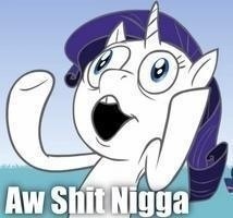 Size: 214x200 | Tagged: safe, rarity, pony, unicorn, .mov, image macro, nigga, reaction image, vulgar