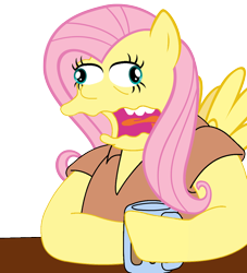 Size: 1000x1100 | Tagged: safe, artist:stabzor, fluttershy, pegasus, pony, barney gumble, beer, burp, crossover, derp, female, funny, funny as hell, mare, photoshop, the simpsons, wavy mouth