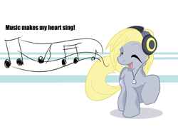 Size: 900x651 | Tagged: safe, artist:amazin-a, derpy hooves, pegasus, pony, female, headphones, mare, mp3 player, singing