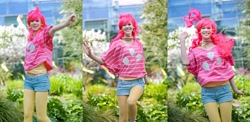 Size: 6785x3301 | Tagged: safe, artist:gamefan23, artist:roboon, pinkie pie, human, cosplay, irl, irl human, photo, sakura con