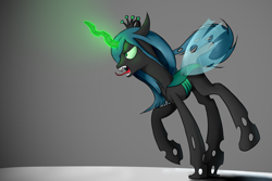 Size: 6000x4000 | Tagged: safe, artist:renderpoint, queen chrysalis, changeling, changeling queen, absurd resolution, female, gradient background, magic, solo, tongue out