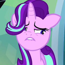 Size: 720x720 | Tagged: safe, screencap, starlight glimmer, pony, the crystalling, cropped, lip bite, solo