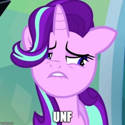 Size: 500x500 | Tagged: safe, edit, edited screencap, screencap, starlight glimmer, pony, unicorn, the crystalling, image macro, meme, solo, unf