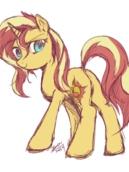 Size: 600x800 | Tagged: safe, artist:samonferrari, sunset shimmer, looking back, plot, solo