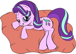 Size: 3480x2500 | Tagged: safe, artist:datapony, starlight glimmer, pony, grin, lidded eyes, lying, on side, simple background, smiling, solo, transparent background, vector