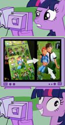 Size: 562x1078 | Tagged: safe, derpibooru import, twilight sparkle, human, ben 10, ben tennyson, bootleg, exploitable meme, gwen tennyson, implied incest, irl, meme, photo, pregnant, sticker, tv meme, twilight snapple, wat