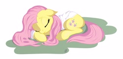 Size: 2076x1000 | Tagged: safe, artist:postscripting, artist:psescape, fluttershy, pegasus, pony, clothes, cute, female, floppy ears, mare, shirt, shyabetes, sleeping, solo