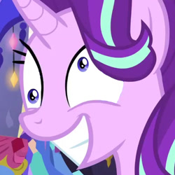 Size: 1000x1000 | Tagged: safe, artist:diamondwhits, edit, edited screencap, screencap, starlight glimmer, pony, unicorn, no second prances, derp, photoshop, snaplight glimmer