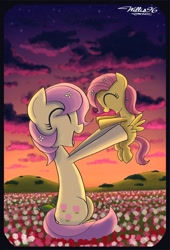 Size: 984x1448 | Tagged: safe, artist:willisninety-six, fluttershy, posey, pegasus, pony, g1, cute, filly, mother, shyabetes