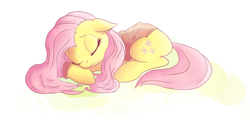 Size: 2076x1000 | Tagged: source needed, safe, artist:postscripting, artist:psescape, artist:rustydooks, fluttershy, pegasus, pony, clothes, cute, eyes closed, floppy ears, prone, shirt, shyabetes, sleeping, solo