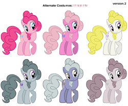Size: 3000x2500 | Tagged: safe, artist:moongazeponies, artist:pika-robo, limestone pie, marble pie, pinkie pie, surprise, earth pony, pony, g1, g3, g4, alternate costumes, discorded, female, g1 to g4, g3 to g4, generation leap, mare, palette swap, recolor, simple background, transparent background, vector