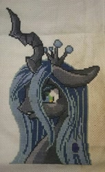 Size: 1440x2367 | Tagged: safe, queen chrysalis, changeling, changeling queen, cross stitch, female, horn, solo