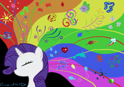 Size: 1392x973 | Tagged: safe, artist:godzilla3092, rarity, pony, unicorn, creativity, rainbow, wallpaper