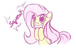 Size: 601x397 | Tagged: safe, artist:jessy, fluttershy, pegasus, pony, cute, shyabetes, squeak, squee