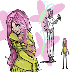 Size: 600x600 | Tagged: safe, artist:nastylady, fluttershy, clothes, humanized, skinny, sweater, sweatershy