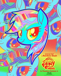 Size: 2000x2500 | Tagged: safe, derpibooru import, rainbow dash, pegasus, pony, my little pony: the movie, ashleigh ball, movie poster, my little pony logo, official, poster, solo