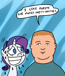 Size: 600x700 | Tagged: safe, artist:corwin, rarity, human, bobby hill, crossover, king of the hill