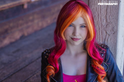 Size: 2048x1365 | Tagged: safe, artist:littlemissbloo, sunset shimmer, human, cosplay, irl, irl human, photo