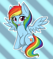 Size: 2334x2622 | Tagged: safe, artist:sugarwings-art, derpibooru import, part of a set, rainbow dash, pegasus, pony, abstract background, female, mare, sitting, solo, tongue out