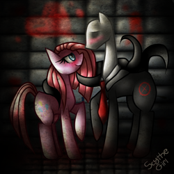 Size: 800x800 | Tagged: safe, artist:scythegirl, pinkie pie, slendermane, earth pony, pony, pinkamena diane pie, slenderpony