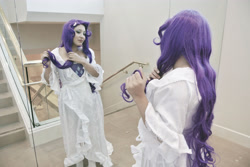 Size: 3872x2592 | Tagged: safe, artist:lil-kute-dream, rarity, human, clothes, cosplay, dress, irl, irl human, mirror, pacific media expo, photo, solo