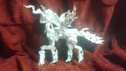 Size: 2560x1440 | Tagged: safe, artist:thefoilguy, queen chrysalis, changeling, changeling queen, aluminum, antagonist, foil, photo, sculpture, traditional art