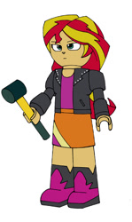 Size: 508x850 | Tagged: safe, artist:combatkaiser, sunset shimmer, equestria girls, kre-o, kreon, simple background, sledgehammer, solo